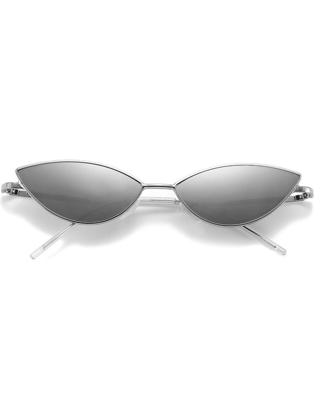 Women's Cat Eye Cute Sunglasses Triangle Vintage Trendy Cool Sun Glasses Silver